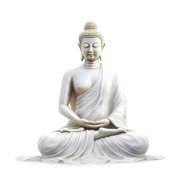 White Buddha Statue in Meditation