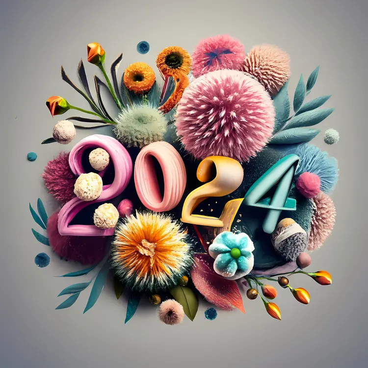 Colorful Floral 2024 New Year
