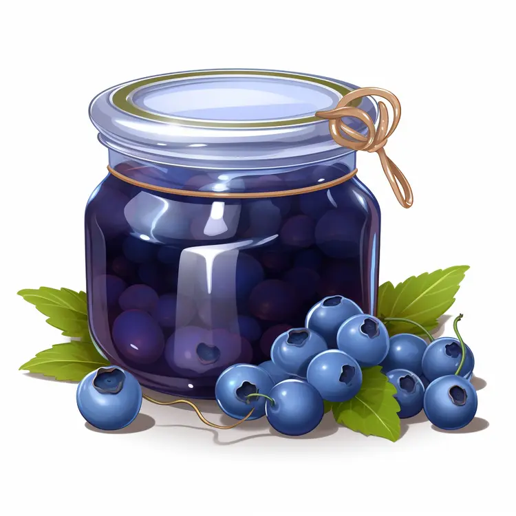 Blueberry Jam in a Glass Jar with Fresh Blueberries