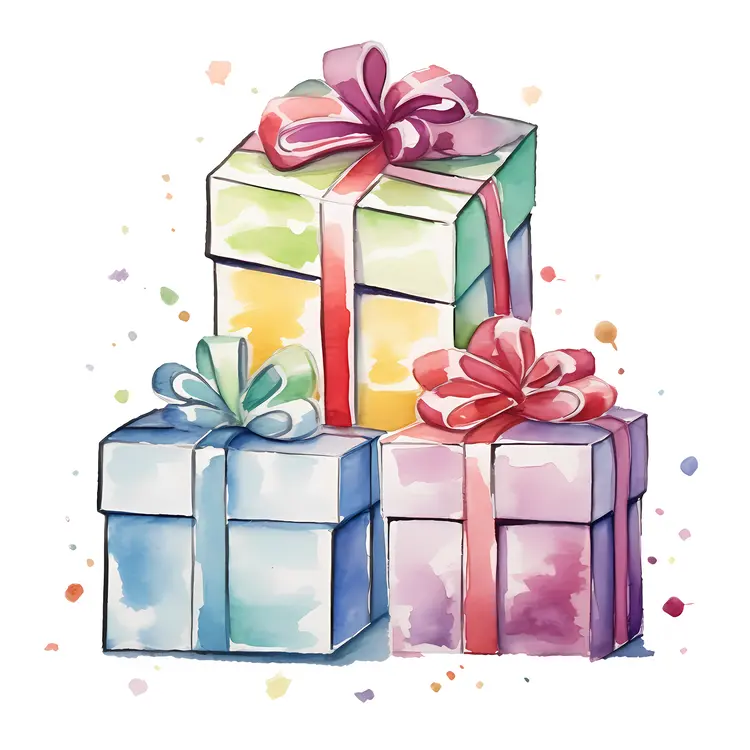 Colorful Gift Boxes with Ribbons