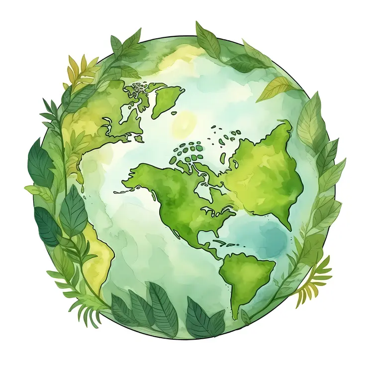 Earth Illustration Surrounded by Greenery