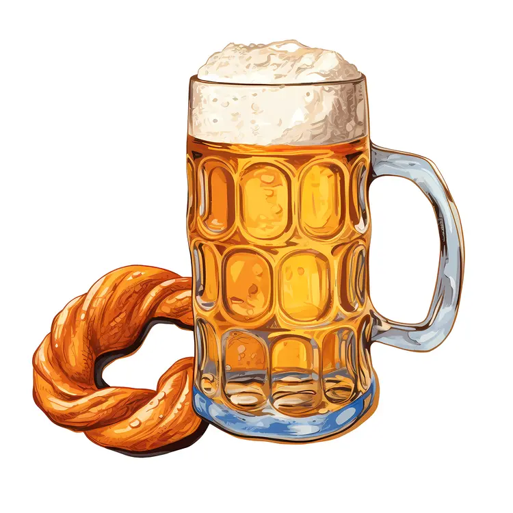Beer Mug with Pretzel Illustration for Oktoberfest