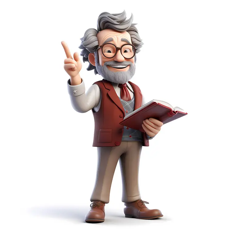 Animated Professor with Peace Sign