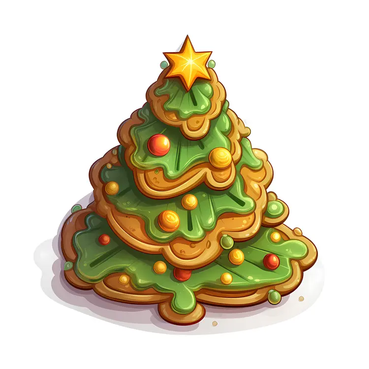 Green Christmas Tree Cookie with Star