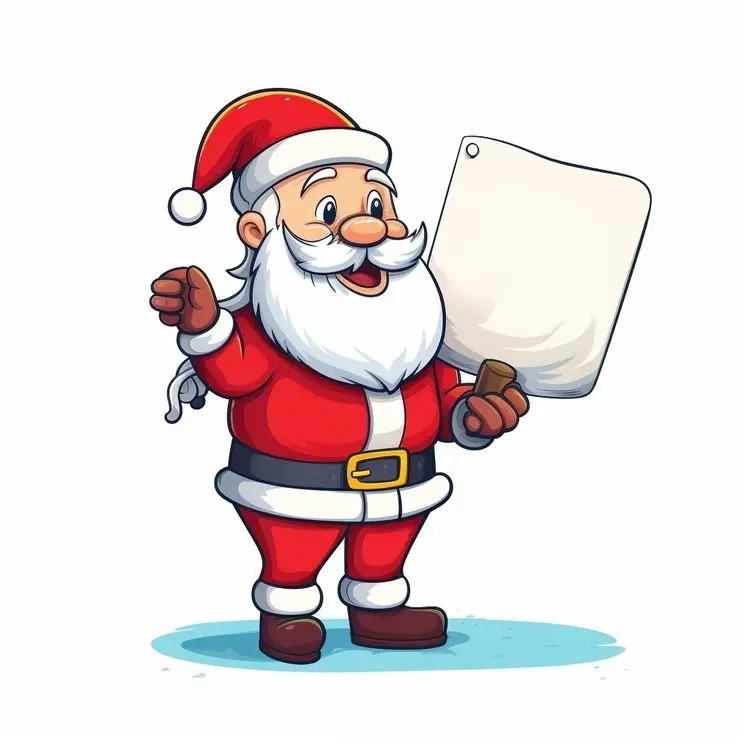 Santa Claus Holding a Blank Paper