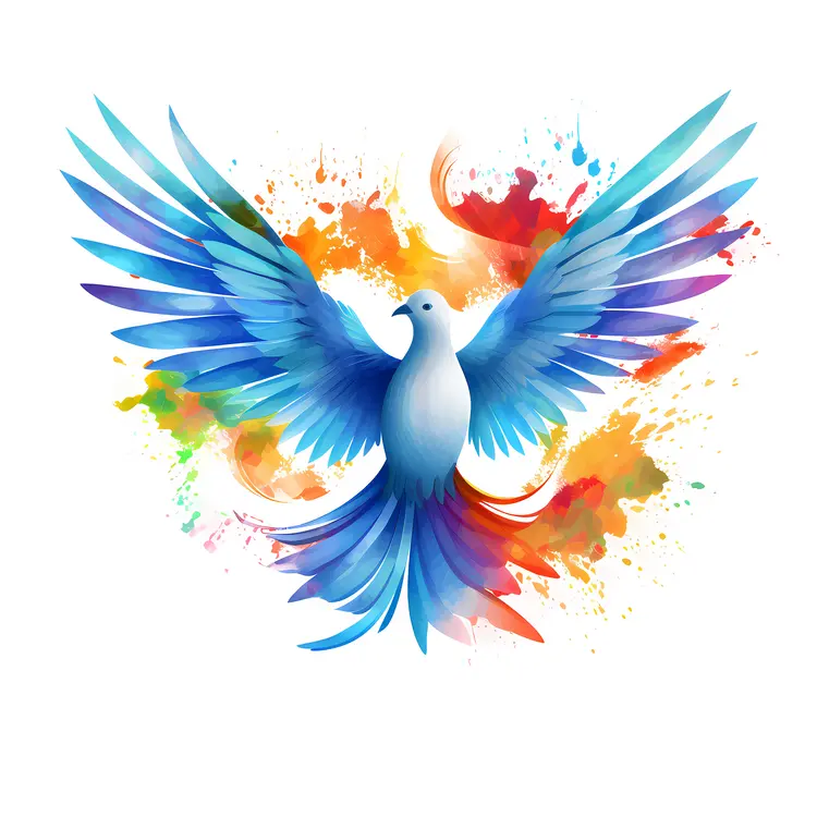 Blue Dove with Colorful Background