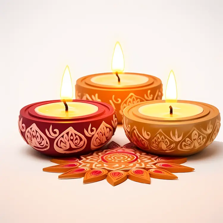 Three Diya Lamps for Diwali Festival