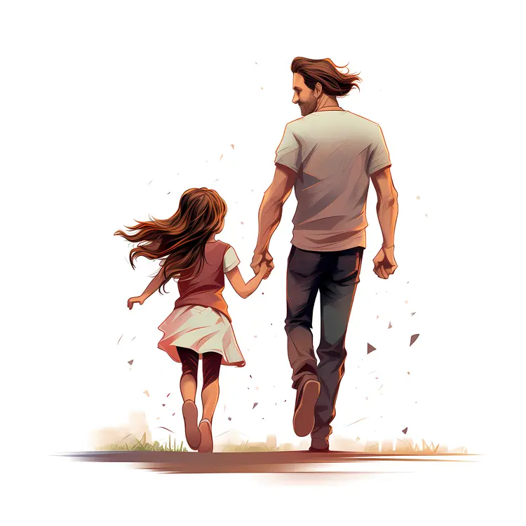 Father and Daughter Walking Together