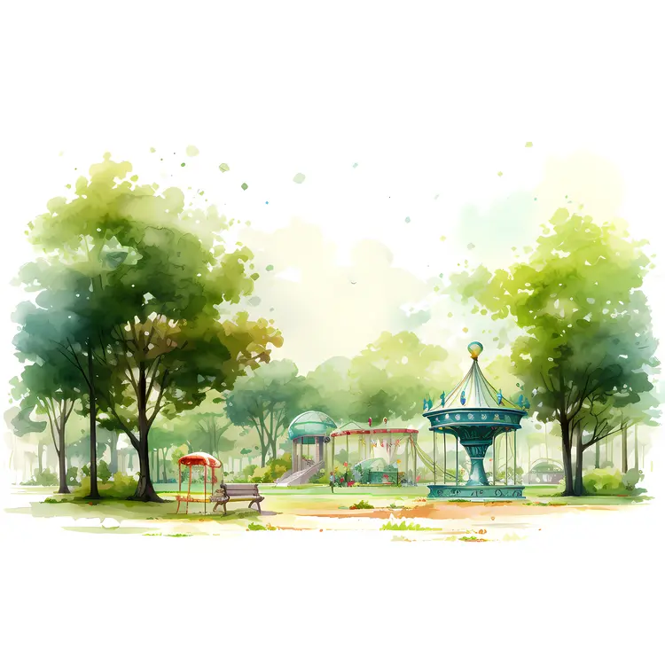 Playground with Swings and Trees