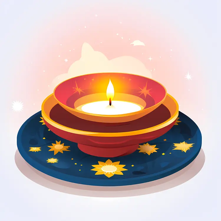Festive Candle with Glowing Flame