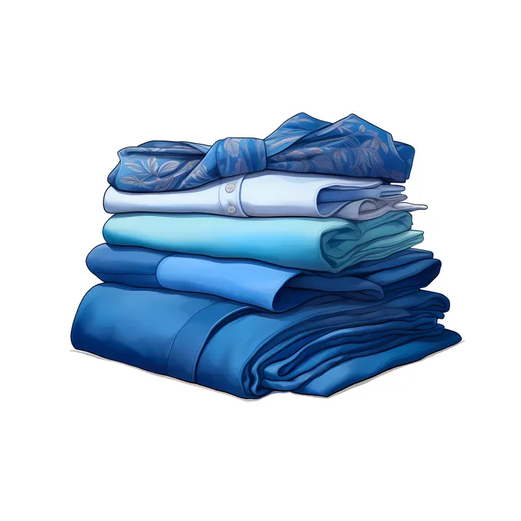 Organized Stack of Blue Shirts