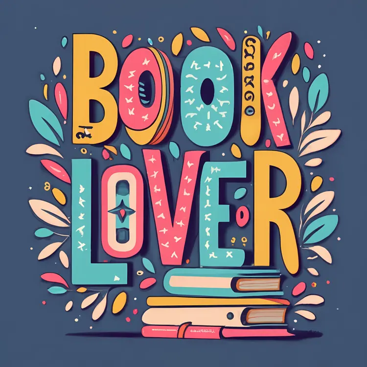 Book Lover Text with Colorful Design
