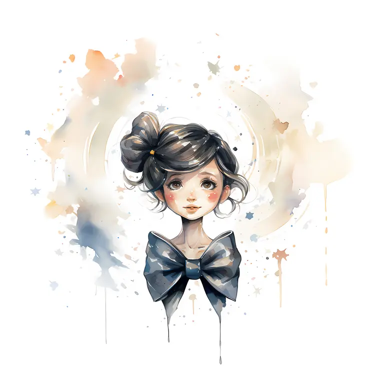 Girl with Bun and Bow