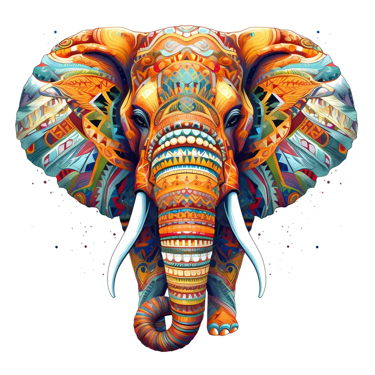 Colorful Patterned Elephant Illustration