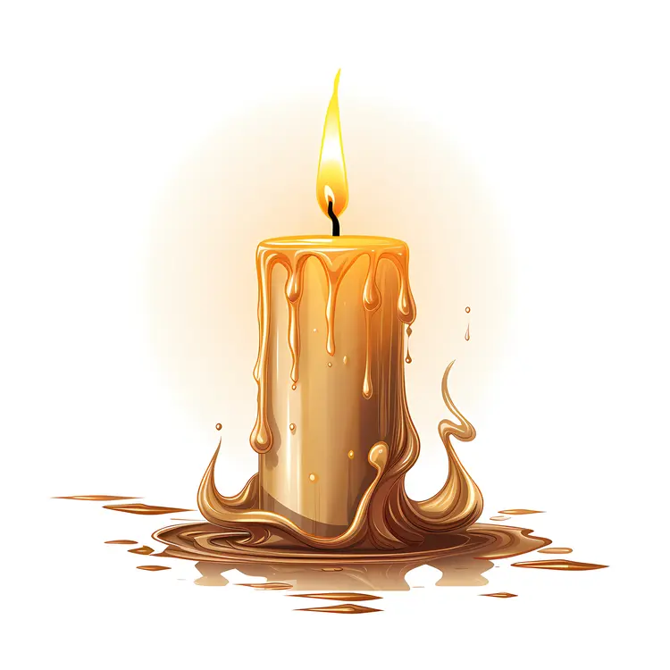 Single Candle with Melting Wax