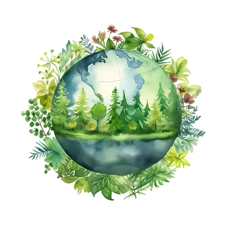 Earth with Forests and Greenery