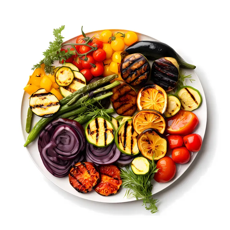 Assorted Grilled Vegetables on a Plate