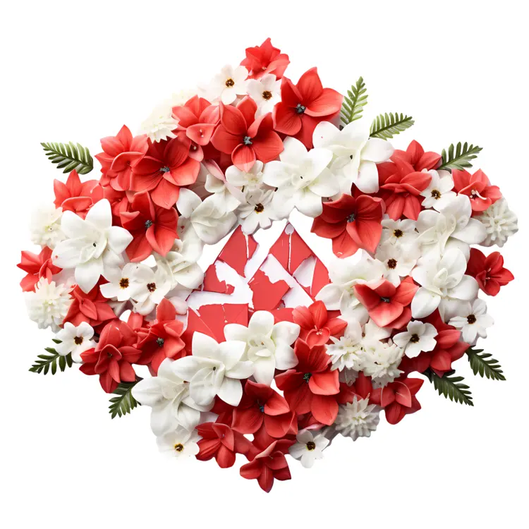 Beautiful Red and White Flower Wreath for Festive Decoration