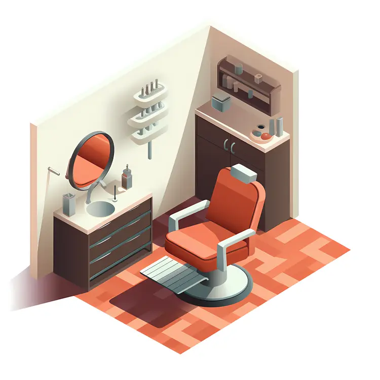 Orange Barber Chair in Salon Illustration