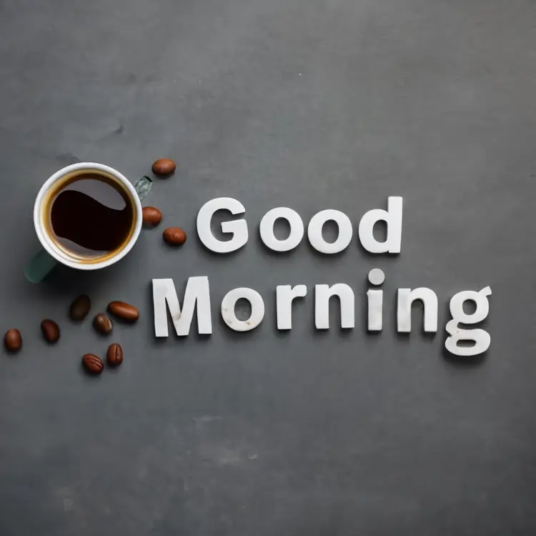 Good Morning with Coffee Cup and Beans