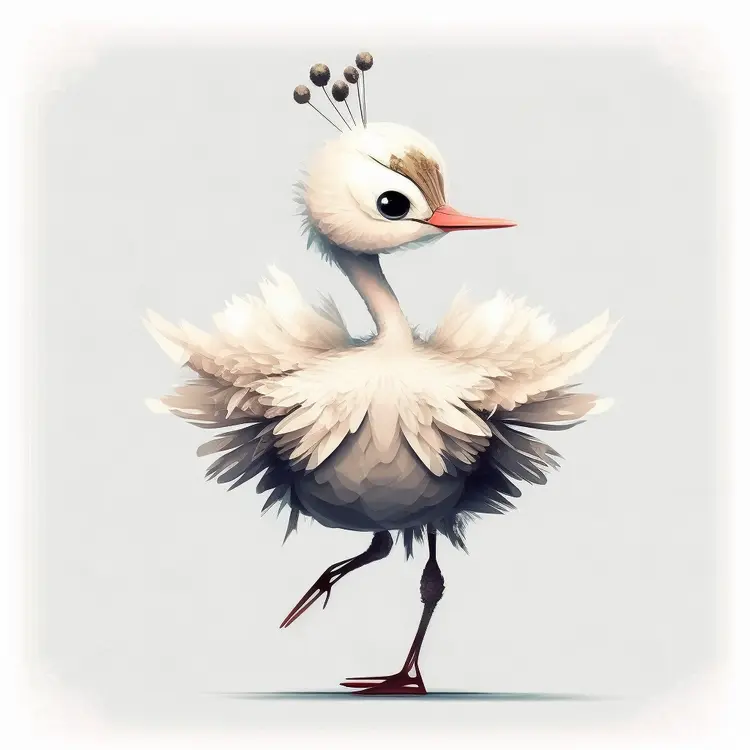 Cute Cartoon Bird with Crown