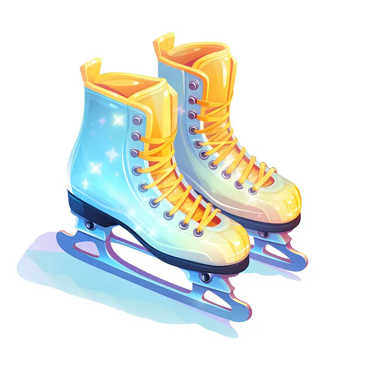 Vibrant Yellow and Blue Ice Skates