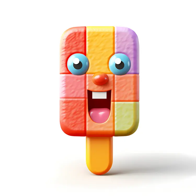 Colorful Popsicle with Smiling Face
