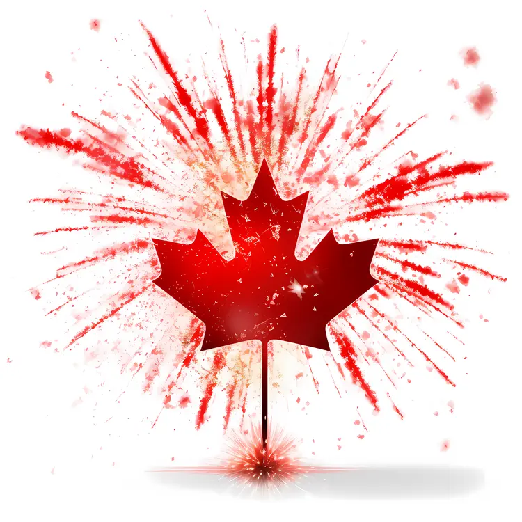 Red Maple Leaf with Splatter Effect