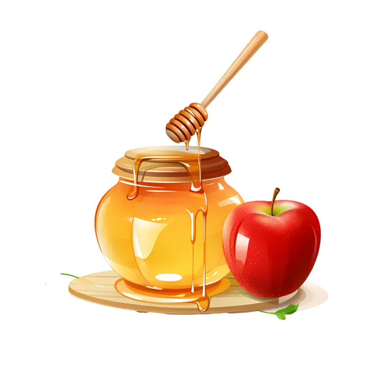 Honey Jar and Apple with Honey Dipper