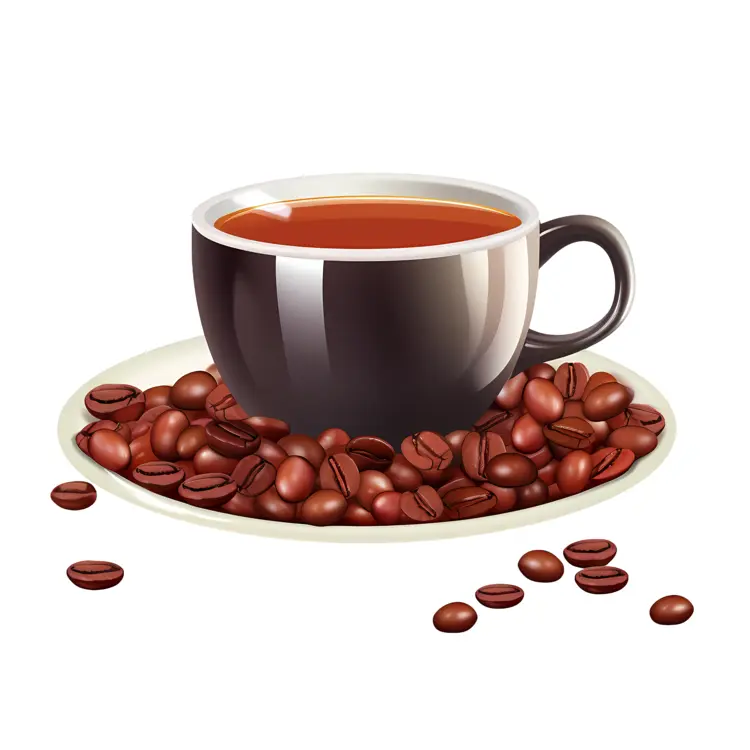 Coffee Cup with Beans on Saucer
