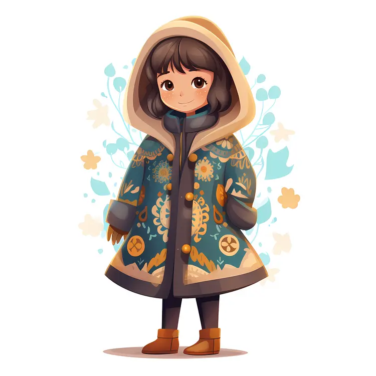 Cute Girl in a Colorful Winter Coat