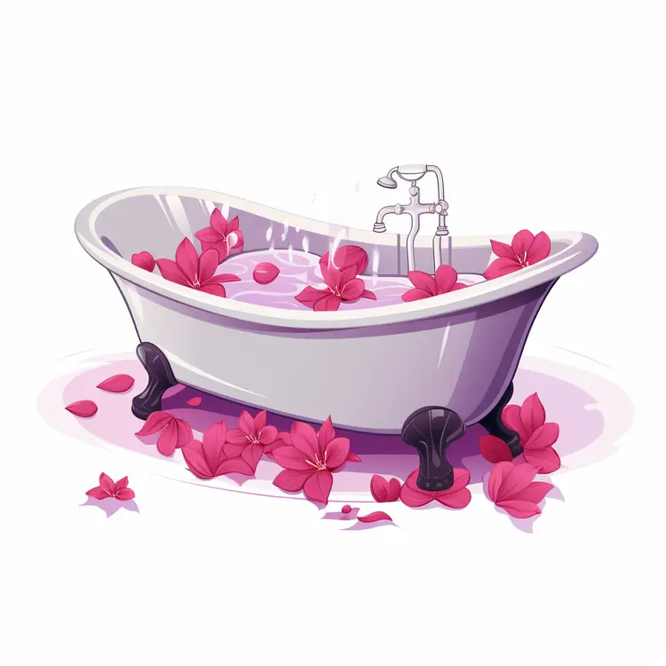 Bathtub with Pink Flowers