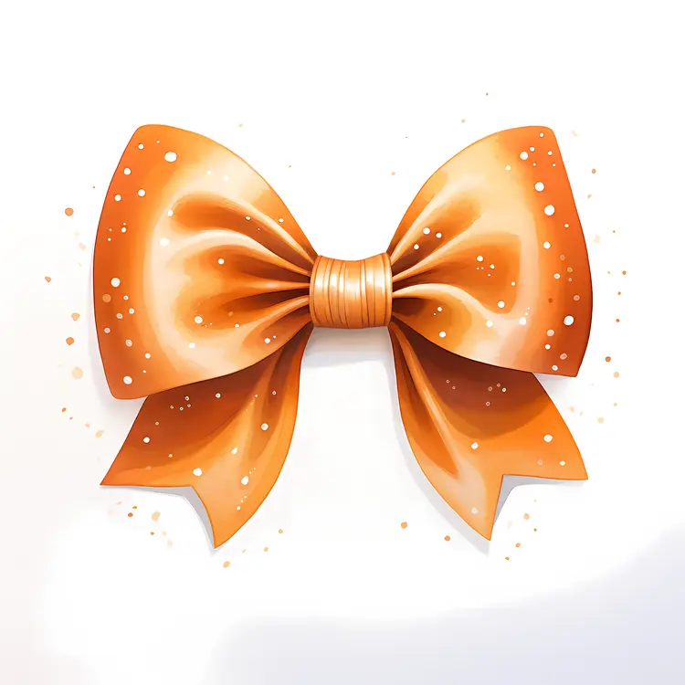 Orange Bow with White Dots