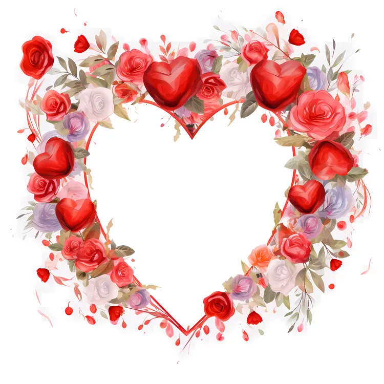 Heart Frame with Roses and Hearts