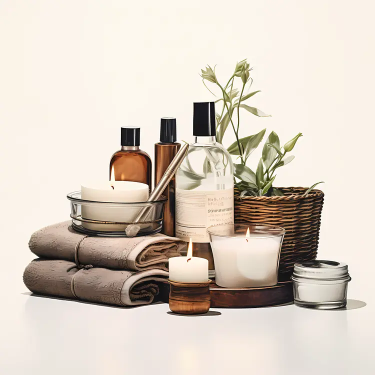 Spa Candle and Towel Display