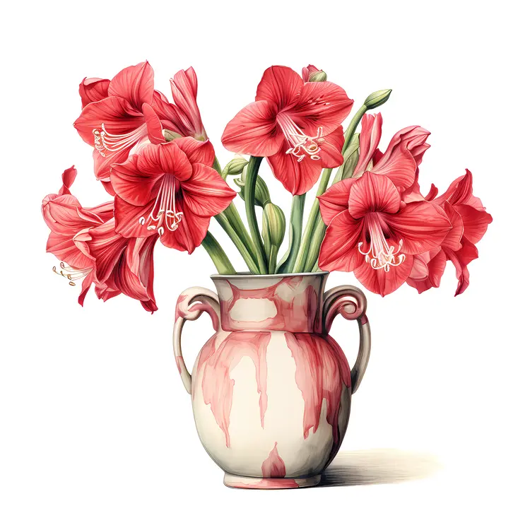 Amaryllis Flowers in Vase