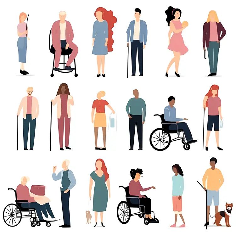 Diverse People with Disabilities Illustration