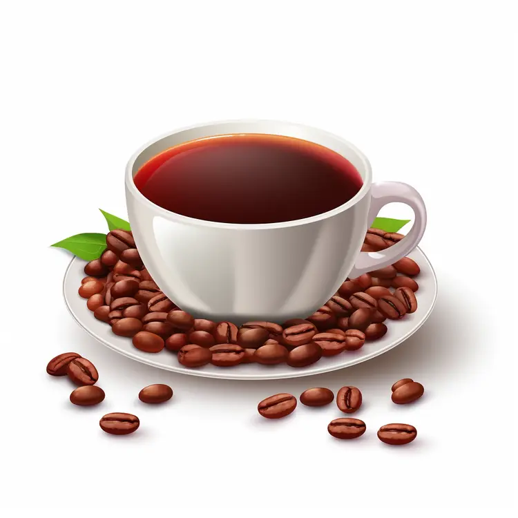 White Coffee Cup with Coffee Beans