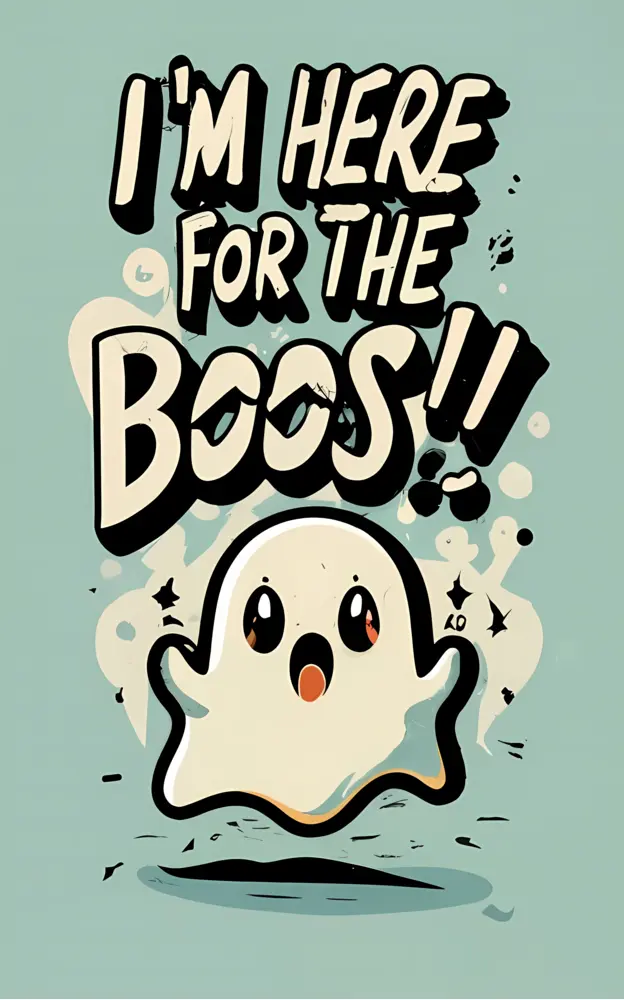 Cute Ghost with 'I'm Here for the Boos' Text
