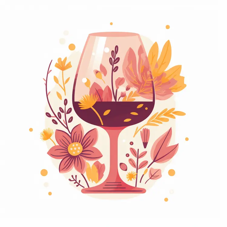 Floral Wine Glass Illustration