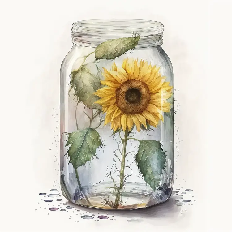 Sunflower in a Glass Jar Illustration
