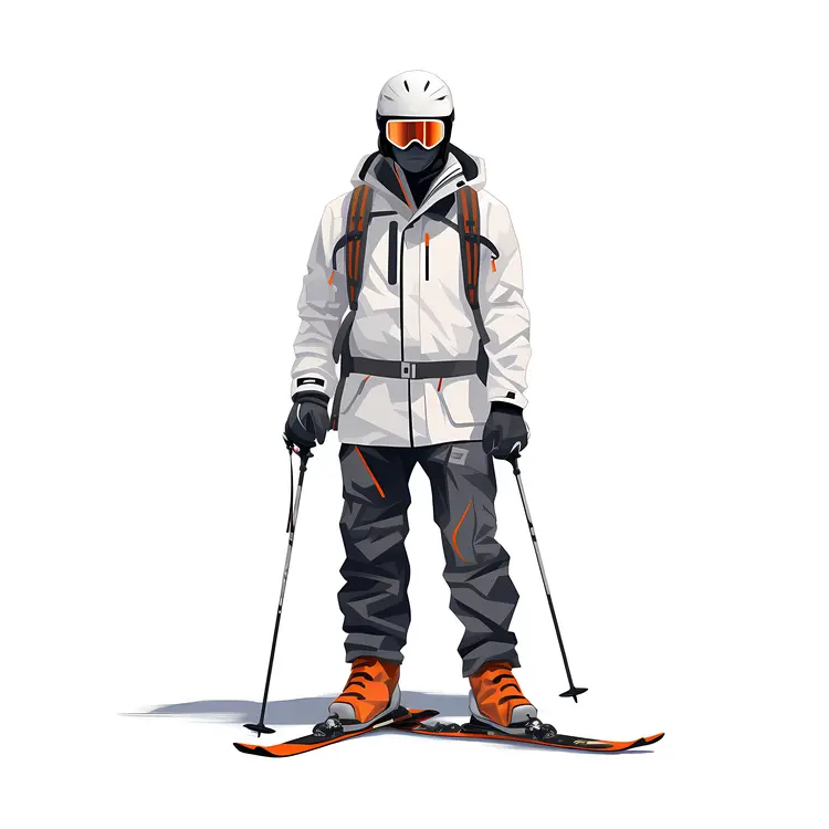 Skier in White Gear