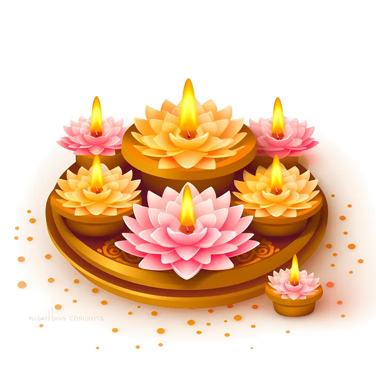 Decorative Candles with Lotus Flowers
