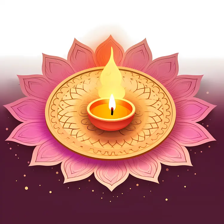 Diya Lamp with Mandala Design for Diwali