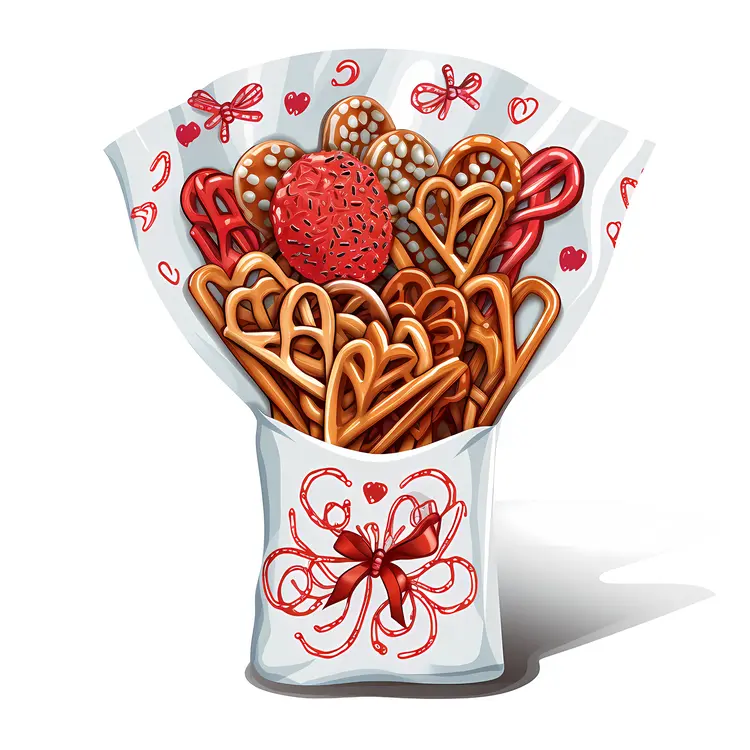 Heart-shaped Cookies in Decorative Bag