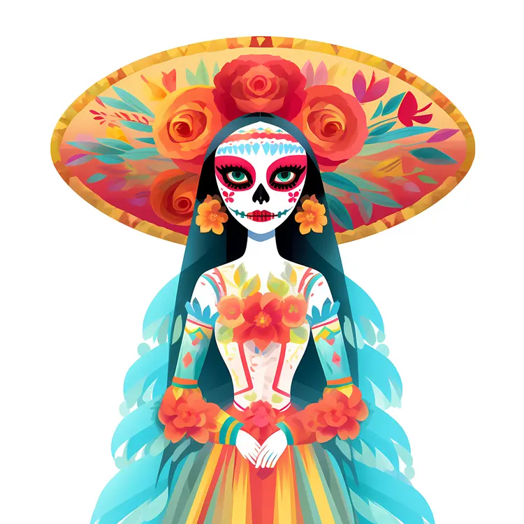 Colorful Sugar Skull for Day of the Dead Celebration