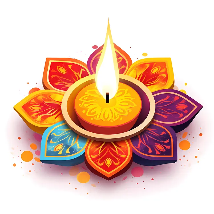 Single Colorful Diya for Diwali