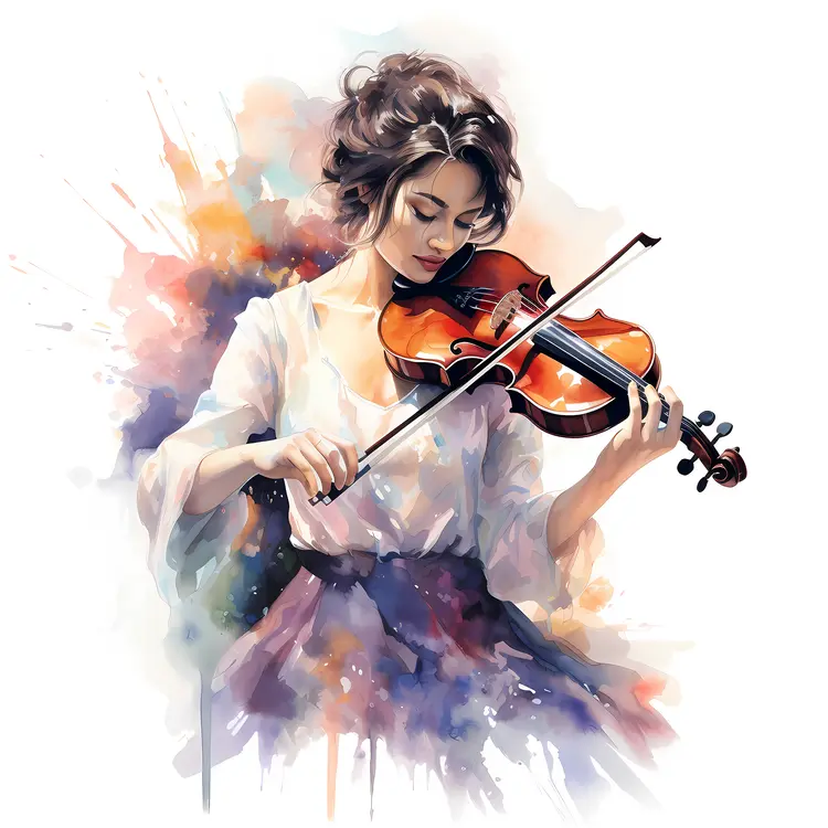 Artistic Violinist in Watercolor Style