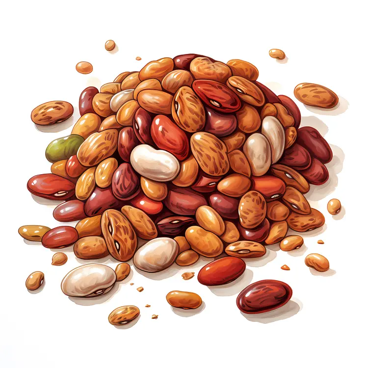 Pile of Brown and White Beans