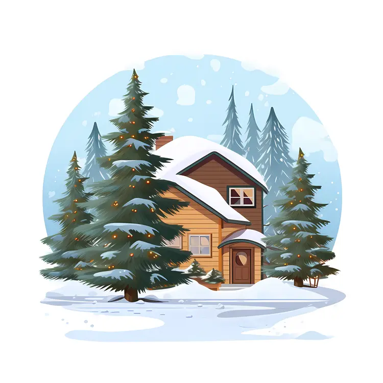 Charming Two-Story House in Snowy Landscape